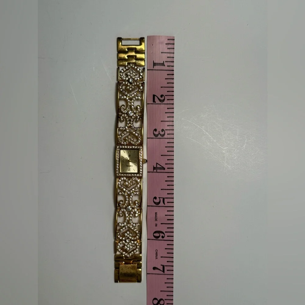 Soft Bangle hinged Link Crystal Bracelet Watch Victoria Wieck GOLD
